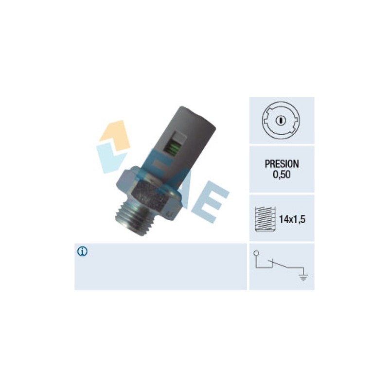 Oil Pressure Switch 0.50 M14X1.50 Nissan,Renault (K9K,F9Q,F4R,K4J,K4M) (FAE 12636)